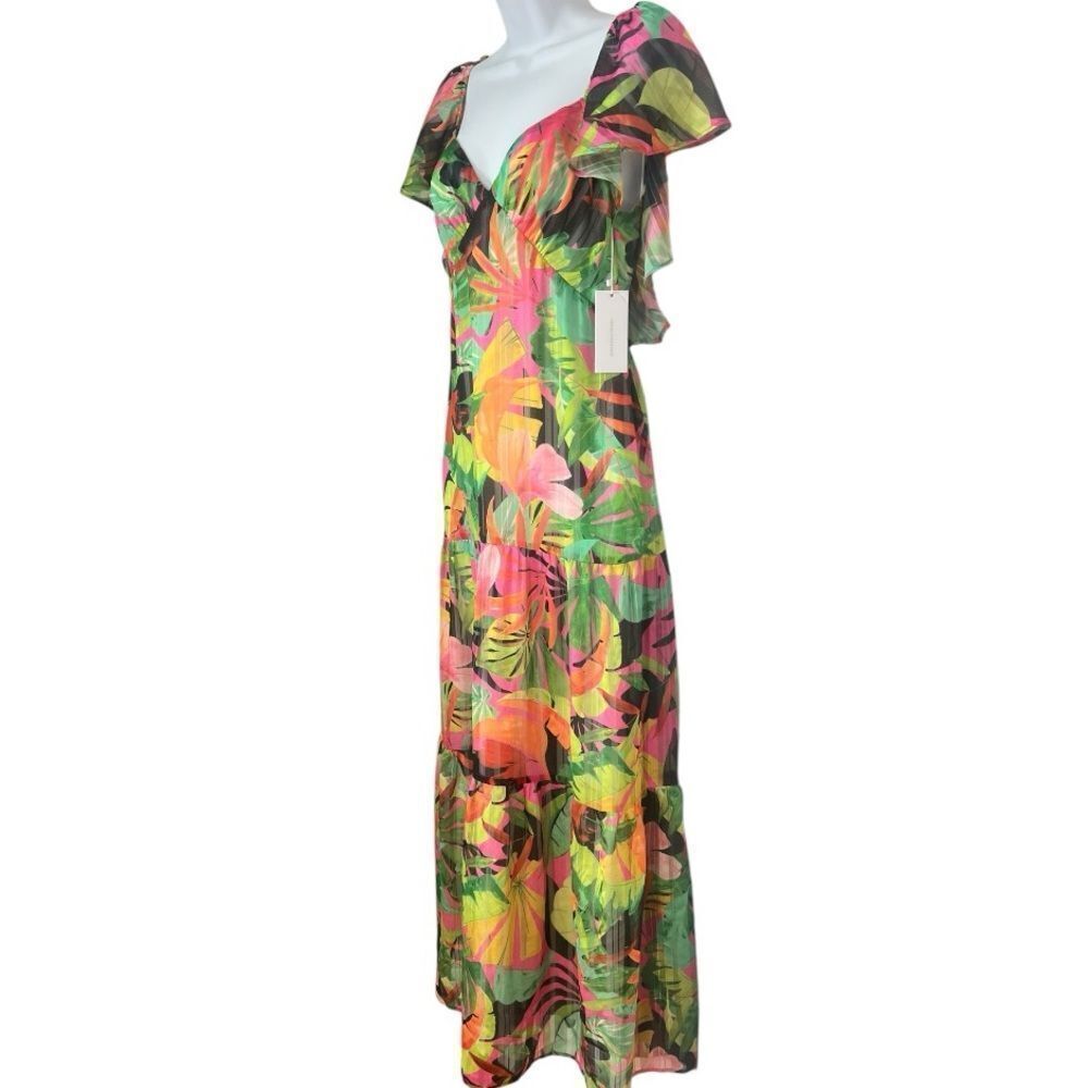 NWT Anthropologie  G.P.D.  Women’s Tropical Floral Maxi Tiered Dress Size Small - Picture 3 of 9